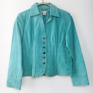 Vintage Aqua Leather Jacket M